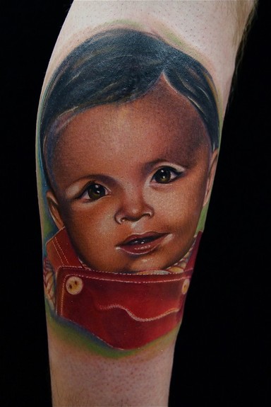 Mike Demasi - little boy color portrait tattoo 2
